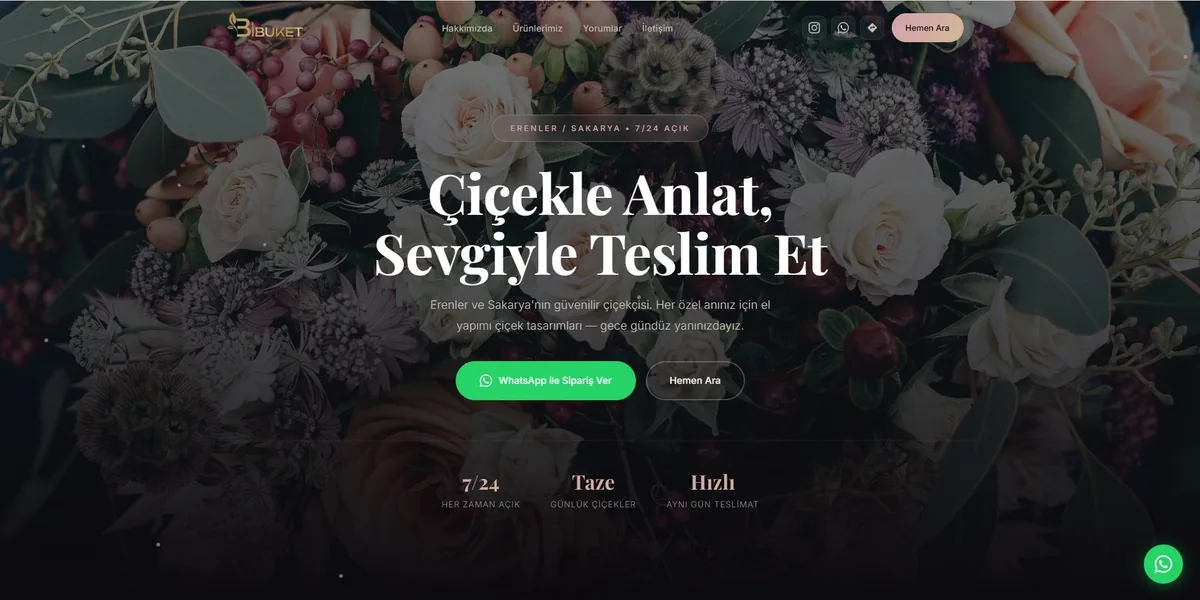 Bi Buket Event web sitesi ekran görüntüsü — Çok Sayfalı İşletme Sitesi