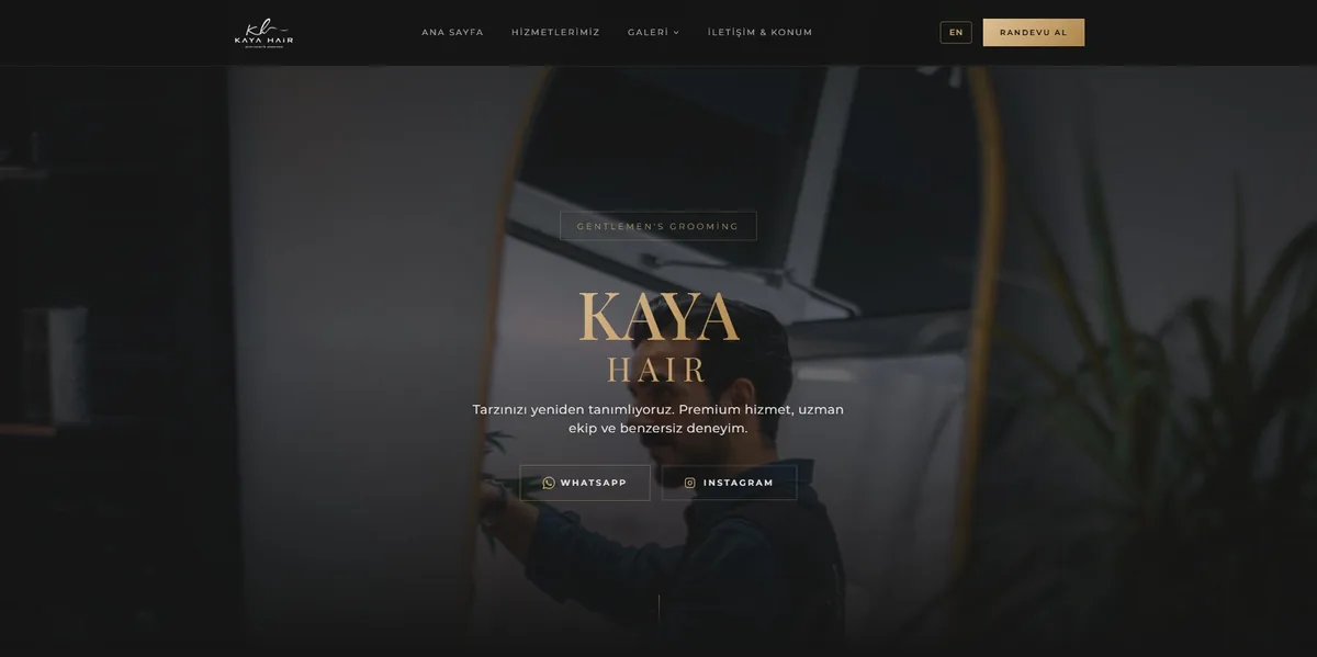 Kaya Hair Club web sitesi ekran görüntüsü — Randevu Sistemi